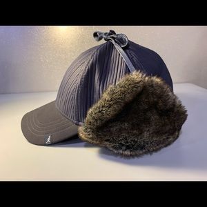 Kangol Wale Trapper Blue Faux Fur Winter Hat